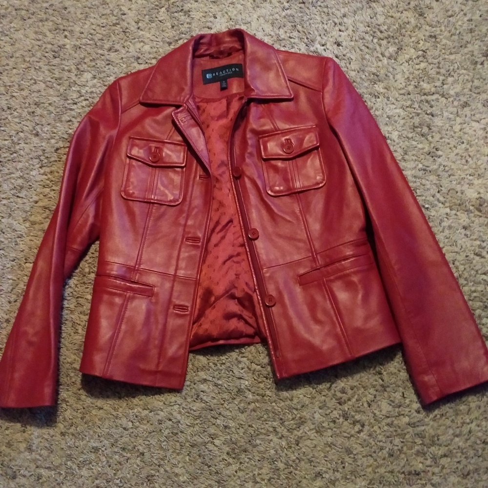 Red leather jacket